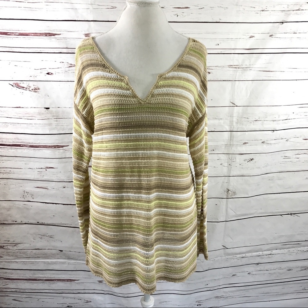 J .Jill Sweater Top See Through Tan Yellow Size M‎